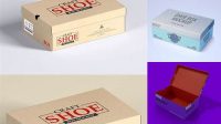 7654+ Shoes Box PSD Mockup Front View High-Angle Shot Free Graphic Mockup PSD