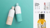 7661+ Plastic Press-Cap Cosmetic Bottle PSD Mockup High-End Layered Mockup Free