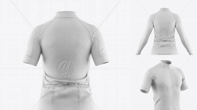 7661+ Women's Full-Zip Cycling Jersey PSD Mockup Back View Smart Object PSD Template