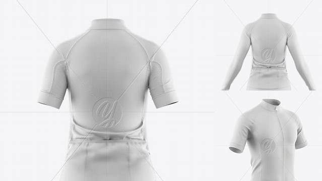 7661+ Women's Full-Zip Cycling Jersey PSD Mockup Back View Smart Object PSD Template