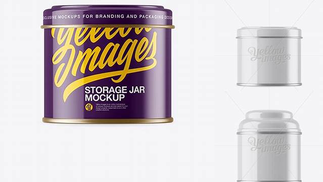 7663+ Glossy Storage Jar with Metal Rings PSD Mockup Layered PSD for Easy Editing