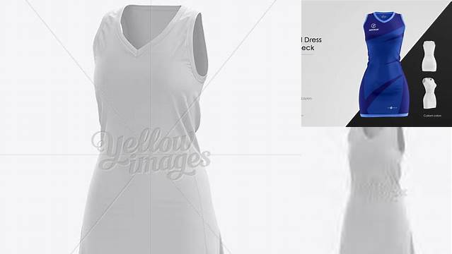 7664+ Netball Dress HQ PSD Mockup Half-Turned View Versatile and Elegant PSD File