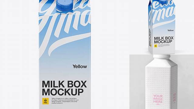 7665+ 0.5 gal Milk Carton PSD Mockup Front View High-Quality Digital Mockup Resource