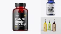 7666+ Blue Glass Fish Oil Bottle PSD Mockup Free Mockup PSD Template