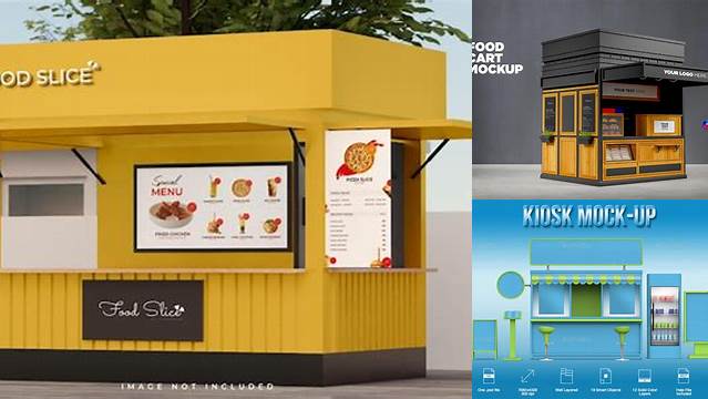 7666+ Food Kiosk PSD Mockup Smart Object-Based PSD Template Free