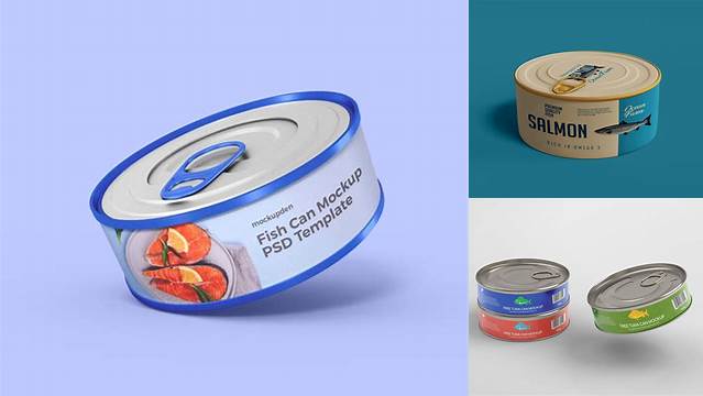 7668+ 150g Fish Can PSD Mockup Editable Photoshop File