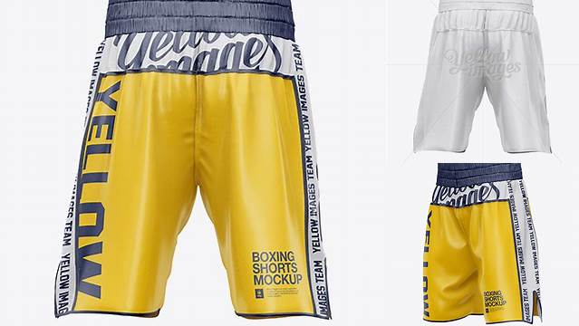 7670+ Two Panel Boxing Shorts PSD Mockup Back View Digital Download