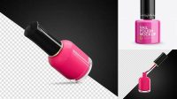 7672+ Glossy Nail Polish Bottle PSD Mockup Front View Download Free Editable PSD Template