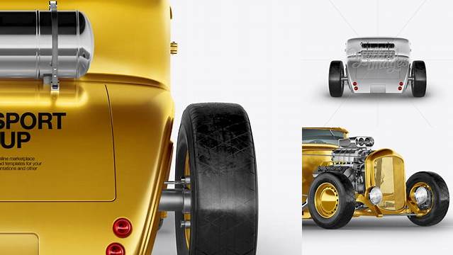 7674+ Metallic Hot Rod PSD Mockup Back View Exclusive Editable PSD File