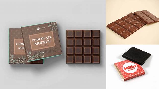 7676+ Square Chocolate Mockup Creative Design File