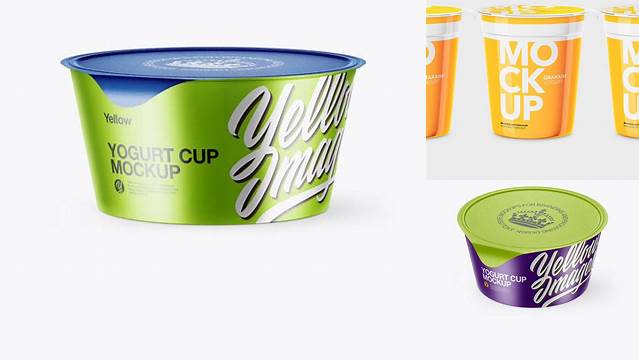 768+ Textured Yogurt Cup PSD Mockup High-Angle Shot Easy-to-Edit Photoshop Freebie