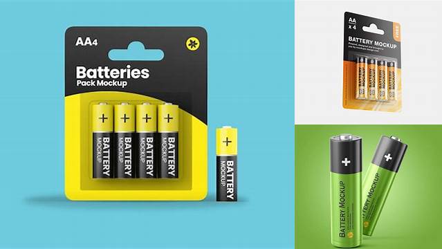 7680+ 4 Pack Battery AA PSD Mockup Easy-to-Edit Photoshop Freebie