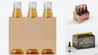 7683+ Kraft Paper 3 Pack Beer Bottle Carrier PSD Mockup Creative High-Resolution PSD Freebie