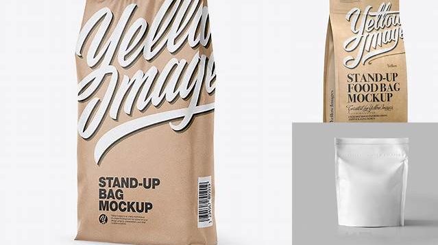 7688+ Kraft Stand-up Bag with Zipper PSD Mockup Half Side View High-End Professional PSD Resources