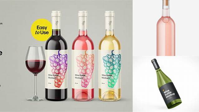 7691+ Glass Pink Wine Bottle PSD Mockup Exclusive PSD Design Freebie