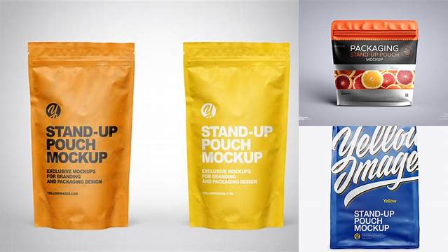 7691+ Stand Up Matte Pouch Front View Editable Mockup PSD