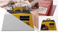 7694+ Glossy Cake Box PSD Mockup Half Side View High-Angle Shot Versatile PSD Mockup File