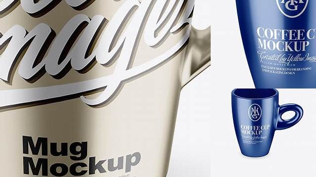 7696+ Metallic Mug PSD Mockup High-Angle Shot High-Quality Digital Mockup Resource