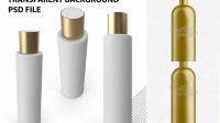 7698+ Gold Plastic Cosmetic Bottle with Cap 1000 ml Elegant Design Mockup PSD