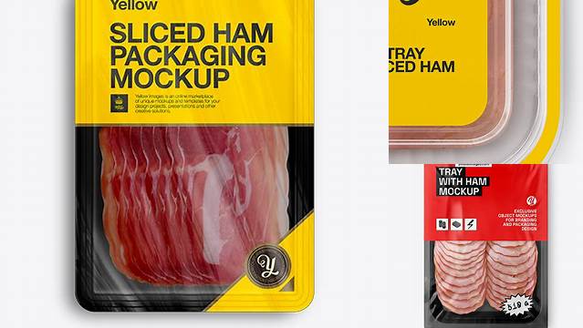 7698+ Plastic Tray with Sliced Ham PSD Mockup Top View Download Free Premium Design PSD