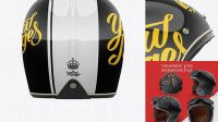 7698+ Vintage Motorcycle Helmet PSD Mockup Back View Creative Digital PSD Download