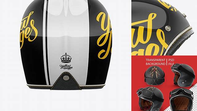 7698+ Vintage Motorcycle Helmet PSD Mockup Back View Creative Digital PSD Download