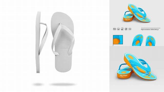 770+ Flip Flops PSD Mockup Half Side View High-Angle Shot Advanced Photoshop Design Free