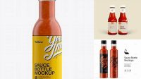 7706+ Chili Sauce Glass Bottle PSD Mockup Exclusive Free Photoshop Mockup