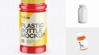 771+ Glossy Plastic Pill Bottle PSD Mockup High-Angle Shot Free PSD for Creatives