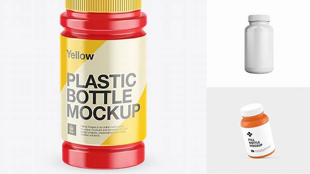 771+ Glossy Plastic Pill Bottle PSD Mockup High-Angle Shot Free PSD for Creatives