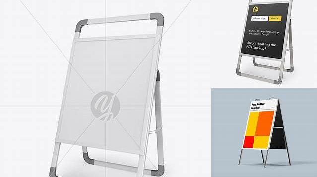 7712+ Aluminium A-Frame Board PSD Mockup Half Side View Elegant Design Mockup PSD