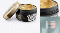 7712+ Open Glossy Jar with Cosmetic Gel PSD Mockup High-Angle Shot Creative Layered Mockup Freebie