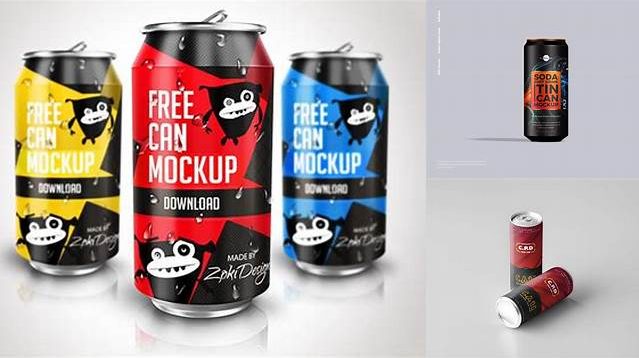 7713+ PET Can with Green Drink PSD Mockup Custom Mockup PSD for Free