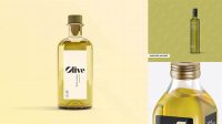 7714+ 0.5L Green Glass Olive Oil Bottle PSD Mockup Halfside view High-Angle Download Premium PSD Resource