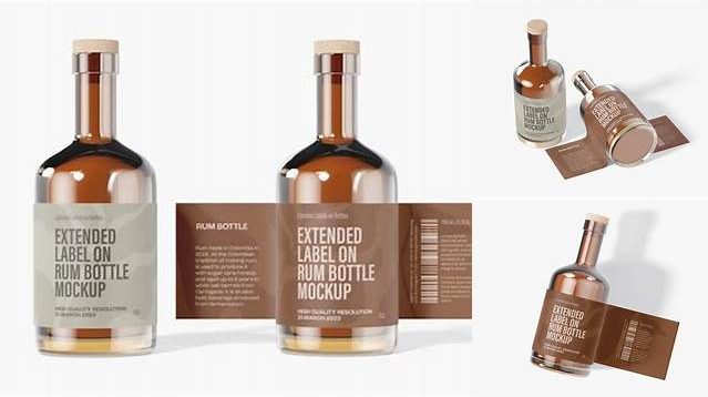 7718+ Metallic Rum Bottle With Paper Label PSD Mockup PSD Download