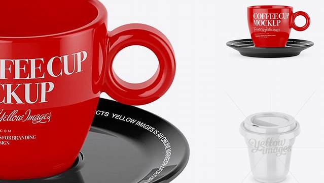 7719+ Glossy Coffee Cup High Angle Shot Customizable Design Files