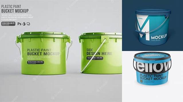 7721+ Matte Plastic Bucket PSD Mockup Front View High -Angle Shot Free PSD for Designers