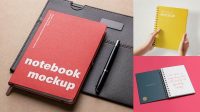 7721+ Notebook in a Hand PSD Mockup Custom Mockup PSD for Free