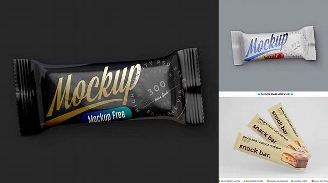 7722+ Glossy Snack Bar PSD Mockup Front Half Side View High-Angle Shot Fully Editable PSD Template