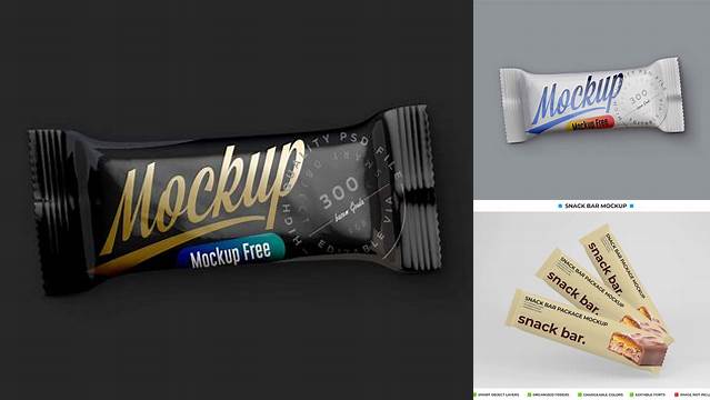 7722+ Glossy Snack Bar PSD Mockup Front Half Side View High-Angle Shot Fully Editable PSD Template