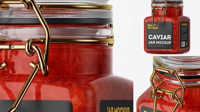 7723+ 100ml Glass Red Caviar Jar with Clamp Lid PSD Mockup Free Photoshop Mockup Design