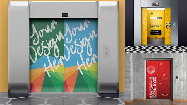 7723+ Elevator With Half Opened Doors PSD Mockup PSD for Creative Projects