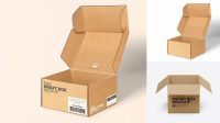 7726+ Opened Kraft Box PSD Mockup Front View High-Angle Shot Layered PSD File Free Download