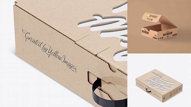 7727+ Carton Box with Handle PSD Mockup Half Side View Easy-to-Use PSD Template