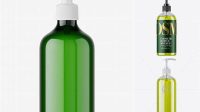 7729+ Green Liquid PET Bottle with Pump PSD Mockup Advanced Photoshop Design Free