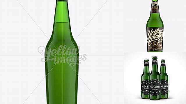 773+ 660ml Beer Bottle PSD Mockup / Green Glass Advanced Photoshop Template