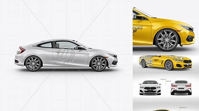 7733+ Compact Coupe Car PSD Mockup Side View Advanced Free Graphic Template