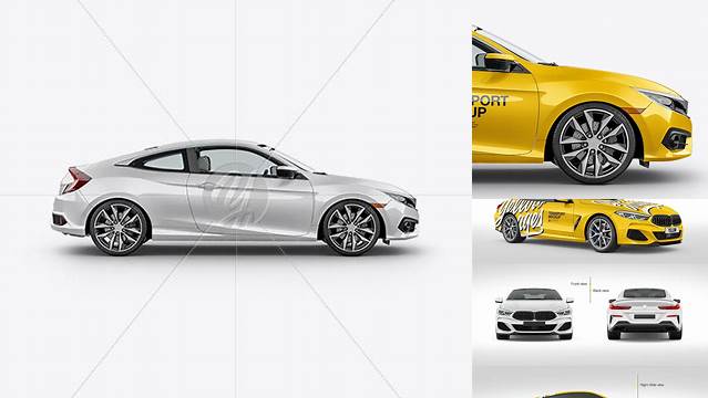 7733+ Compact Coupe Car PSD Mockup Side View Advanced Free Graphic Template