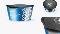 7733+ Matte Metallic Yogurt Cup PSD Mockup High-Angle Shot Fully Customizable Mockup PSD Free