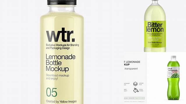 7733+ PET Bottle with Lemonade PSD Mockup Professional Quality PSD Freebie